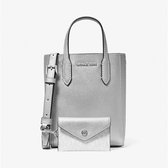 MK  Vincent Extra-Small Metallic Crossbody Bag With Logo Card Case - Picture 4 of 4